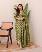 Green Floral Cotton Suit