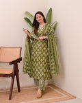 Green Floral Cotton Suit