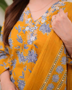 Mustard Yellow Floral Cotton Suit