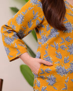Mustard Yellow Floral Cotton Suit