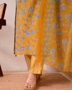 Mustard Yellow Floral Cotton Suit