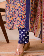 Blue Yellow Paisley Cotton Suit