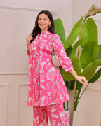 Pink Abstract Pintex Cotton Co-ord