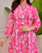 Pink Abstract Pintex Cotton Co-ord