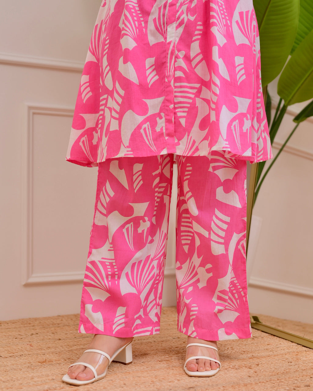 Pink Abstract Pintex Cotton Co-ord