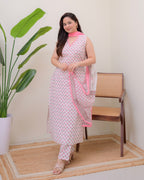 Baby Pink Blooming Mul Cotton Suit