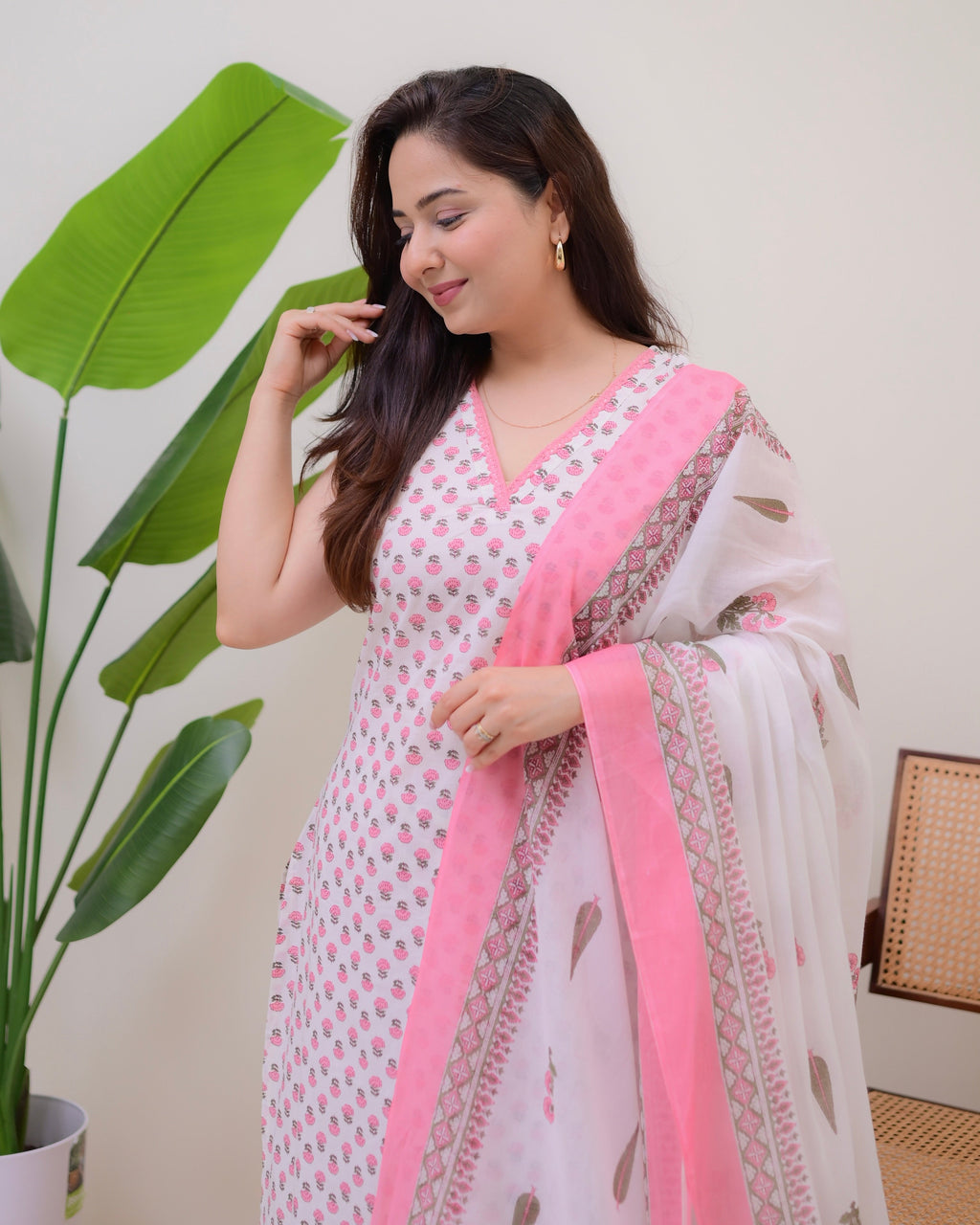 Baby Pink Blooming Mul Cotton Suit