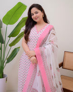 Baby Pink Blooming Mul Cotton Suit