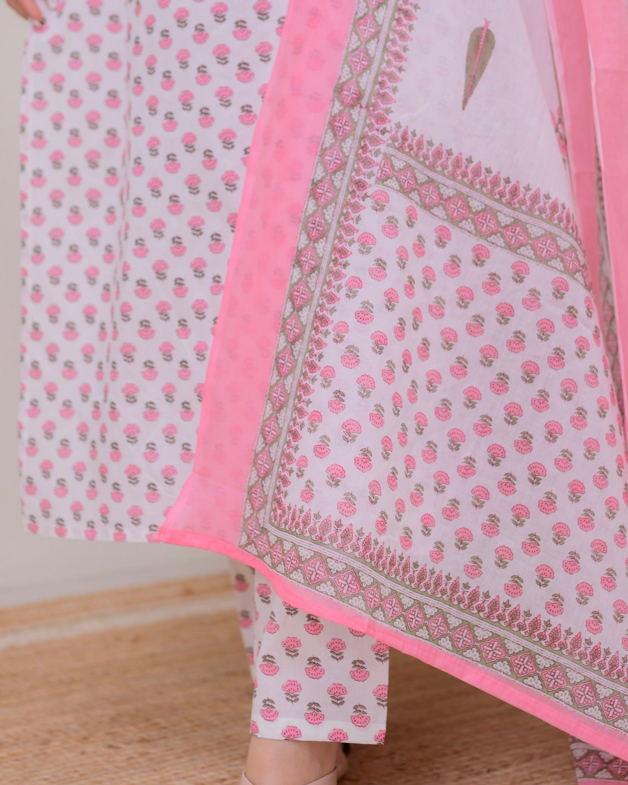 Baby Pink Blooming Mul Cotton Suit
