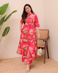 Pink Lotus Cotton Kurta Palazzo Set