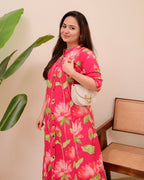 Pink Lotus Cotton Kurta Palazzo Set