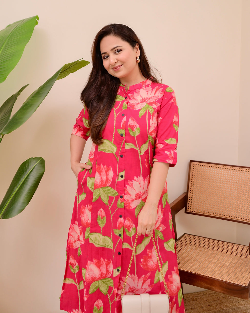 Pink Lotus Cotton Kurta Palazzo Set