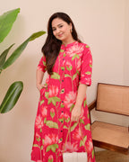 Pink Lotus Cotton Kurta Palazzo Set