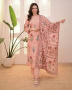 Peach Blossom Handwork Cotton Suit