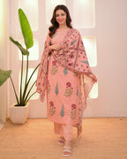 Peach Blossom Handwork Cotton Suit
