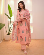 Peach Blossom Handwork Cotton Suit