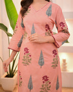 Peach Blossom Handwork Cotton Suit