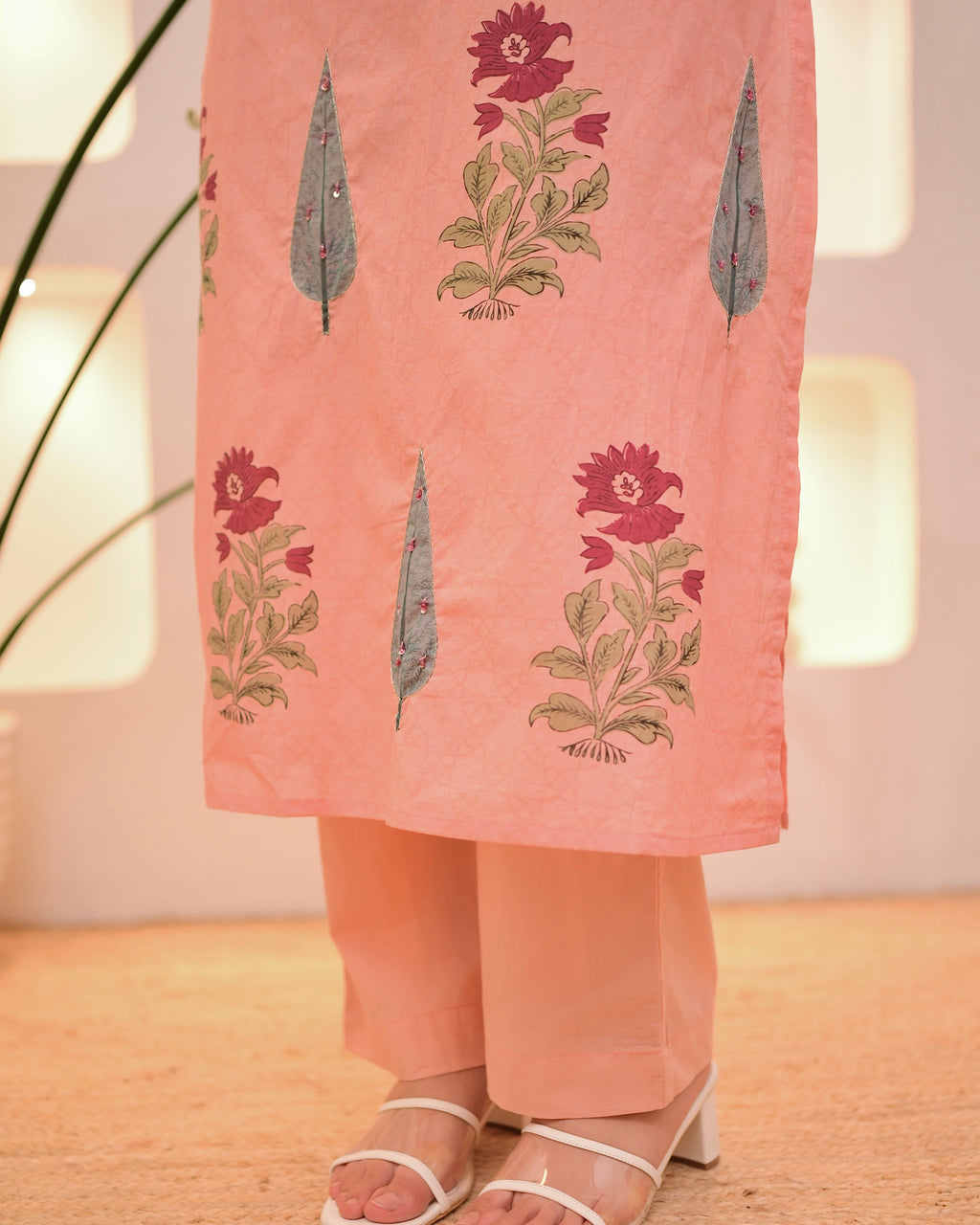 Peach Blossom Handwork Cotton Suit