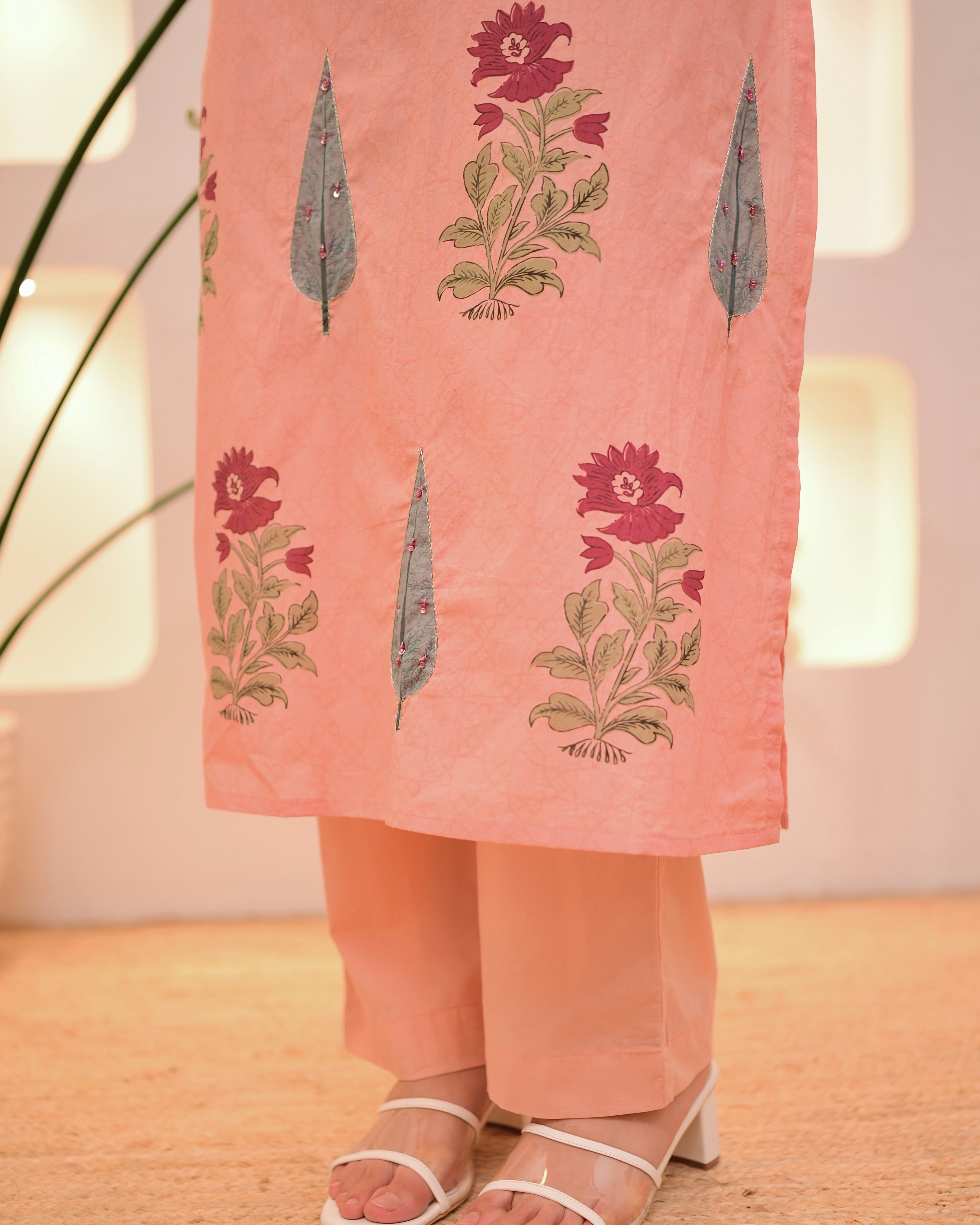 Peach Blossom Handwork Cotton Suit