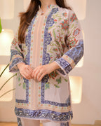 Ivory Blue Botanic Charm Crepe Co-ord Set