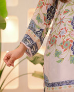 Ivory Blue Botanic Charm Crepe Co-ord Set