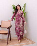 Maroon Paisley Cotton Kurta Set