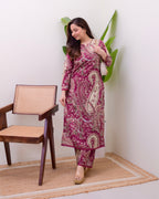 Maroon Paisley Cotton Kurta Set