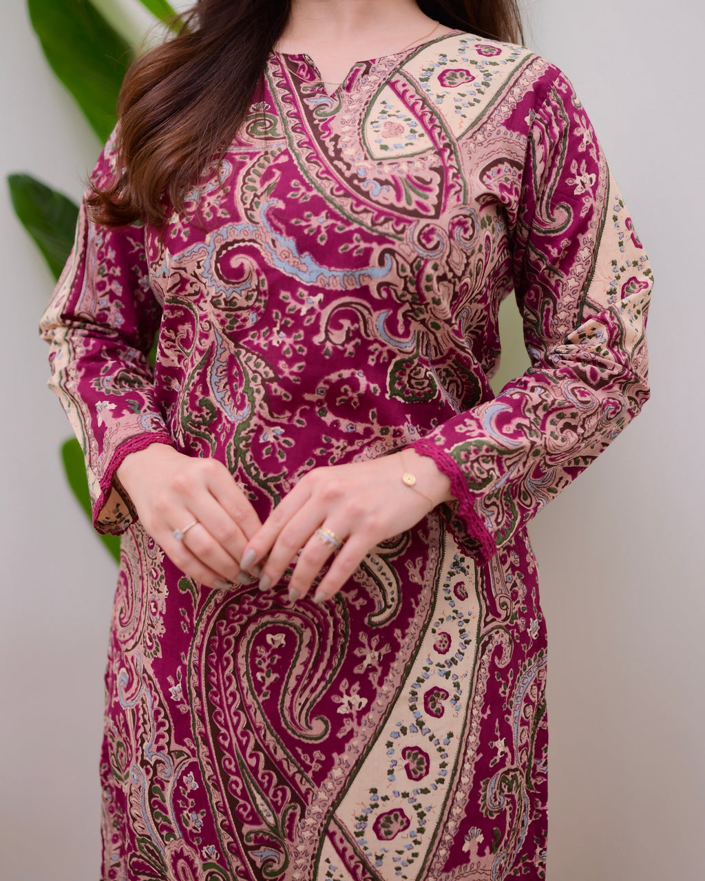 Maroon Paisley Cotton Kurta Set