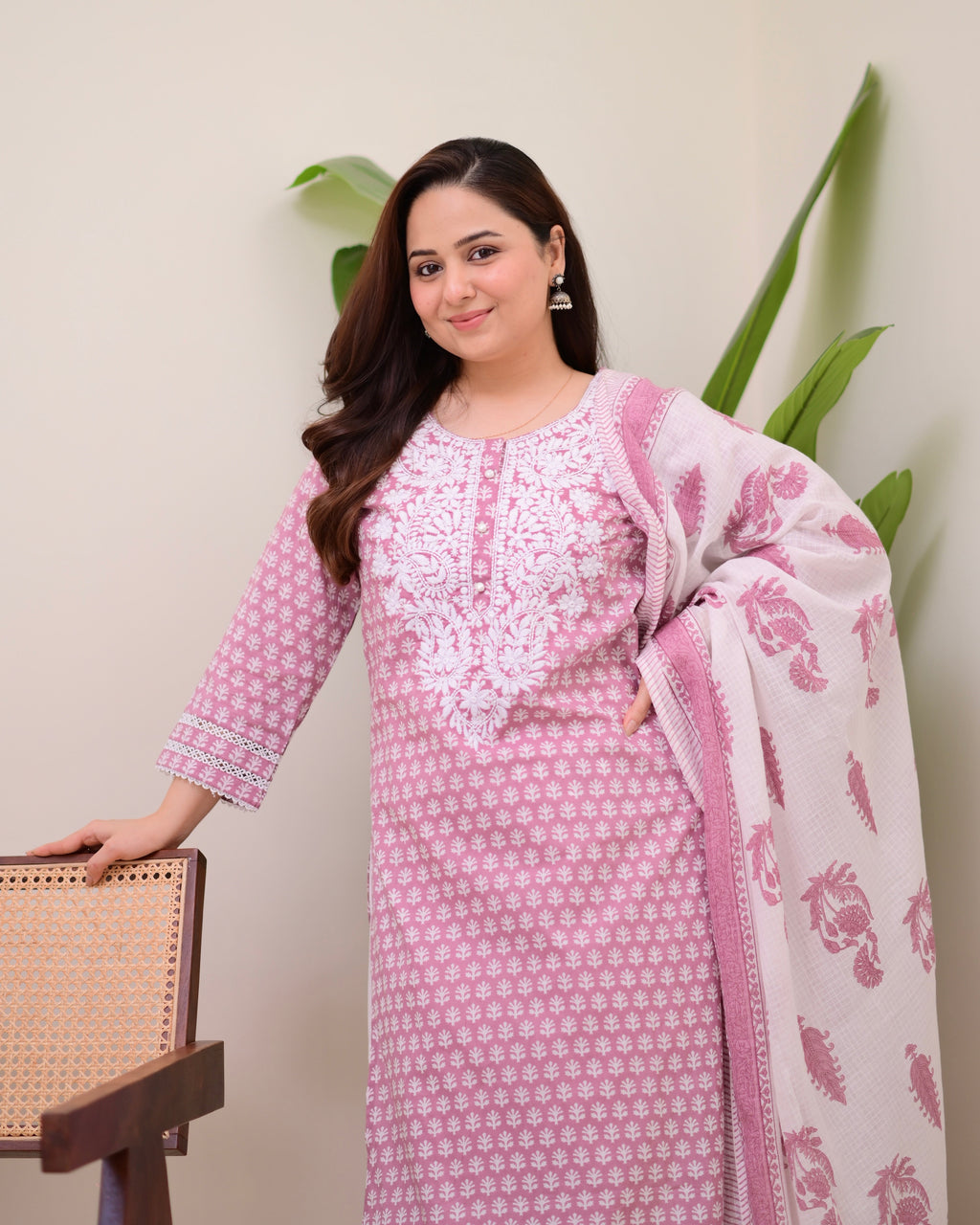 Mauve Lucknowi Cotton Gulnar Suit