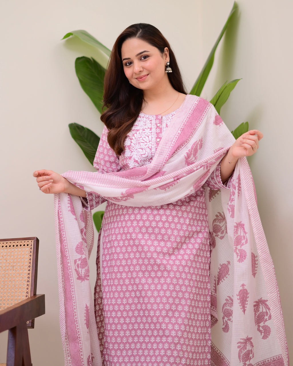 Mauve Lucknowi Cotton Gulnar Suit