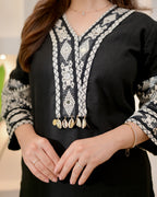 Black Boho Woven Cotton Co-ord