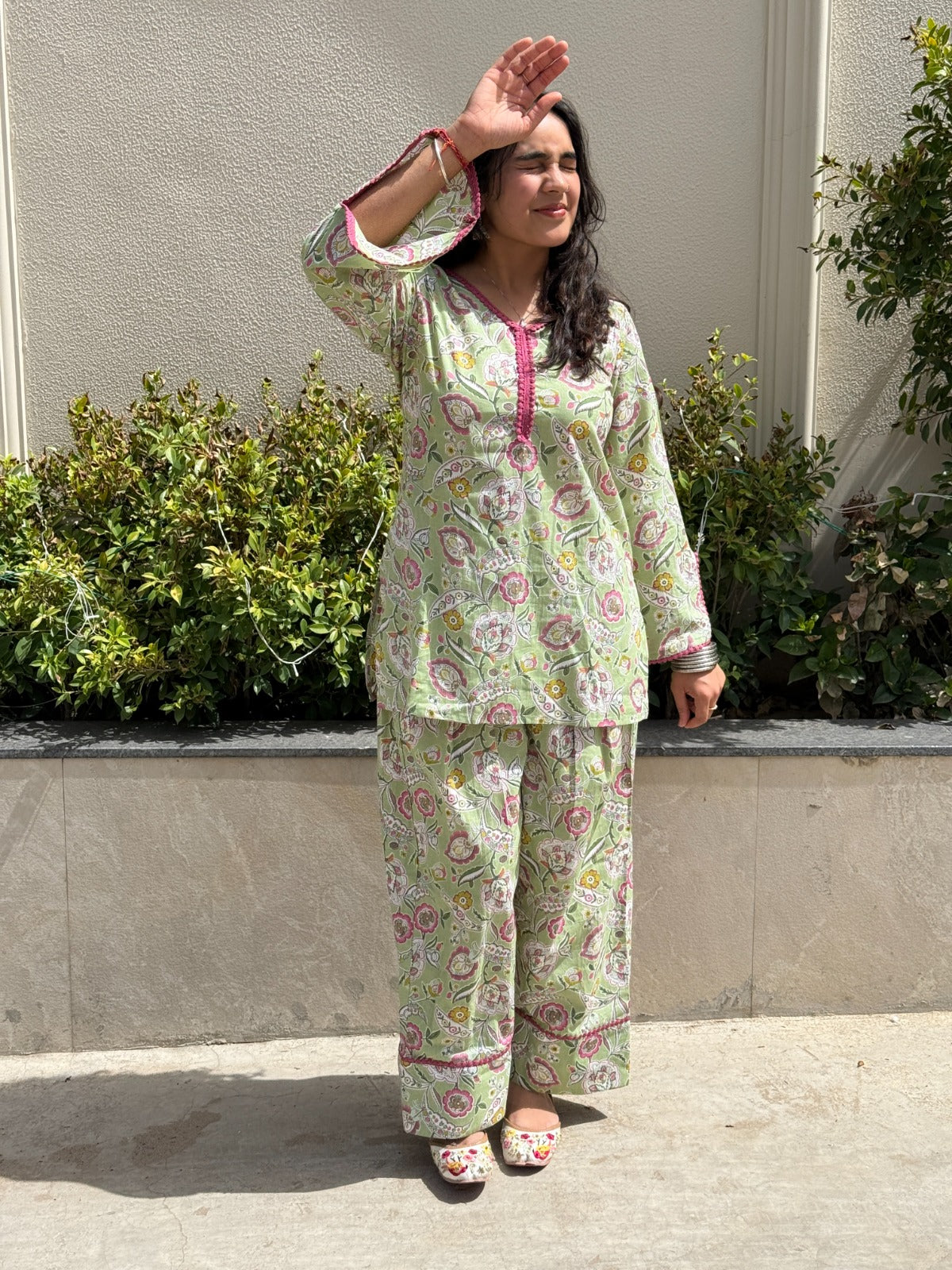 Green floral Farshi Salwar Set