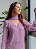 Bhumi Purple Chikankari Kurta Palazzo Set
