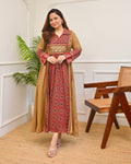 Earthy Mehroon Ajrakh Mirrorwork Cotton Kurta Dress