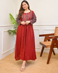 Scarlet Bloom Ajrakh Mirrorwork Cotton Kurta Dress