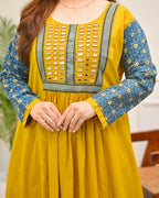 Haldi Heritage Ajrakh Mirrorwork Cotton Kurta Dress