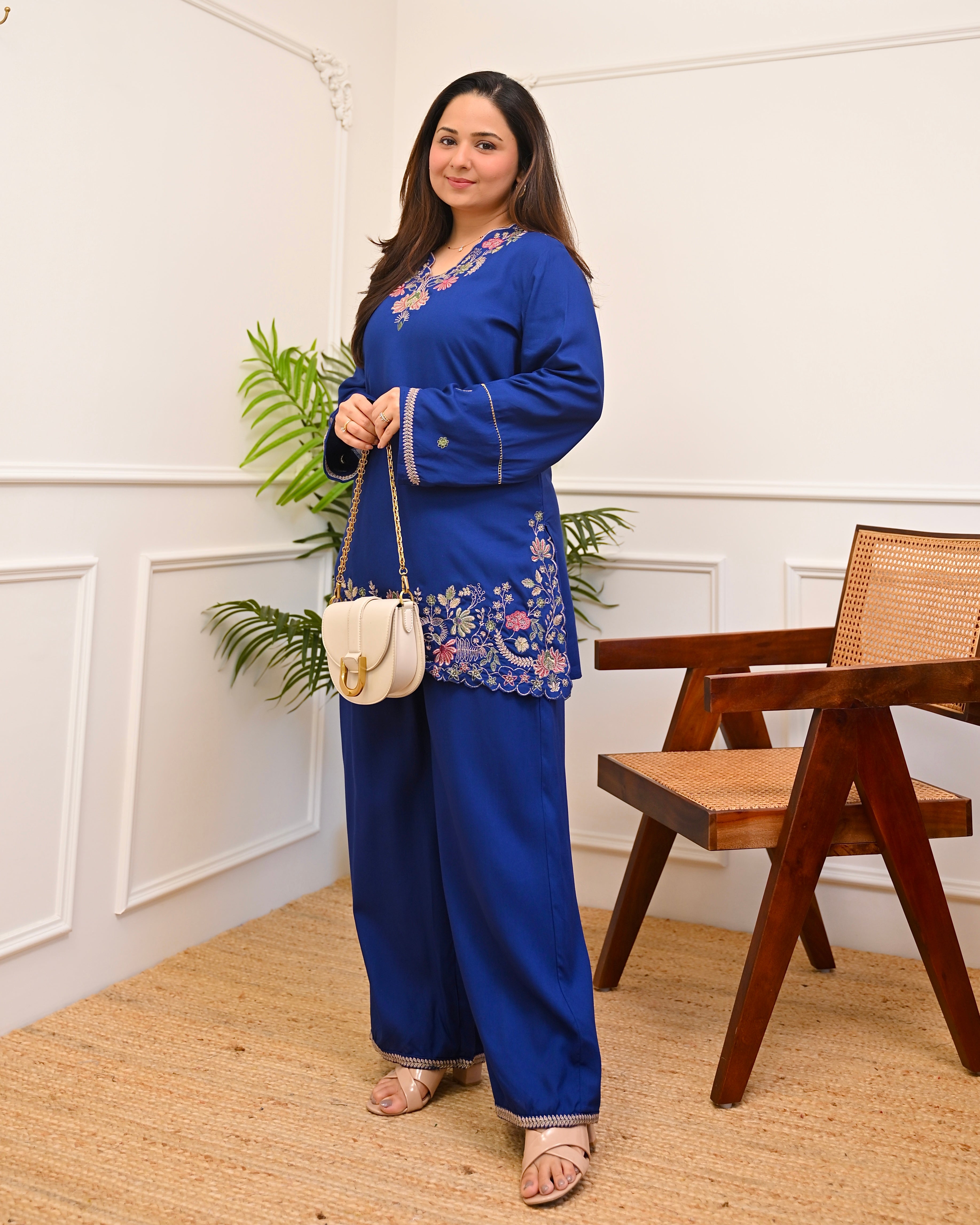 Azure Garden Threadwork Cotton Co-ord