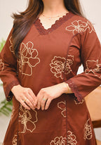 Mocha Madness A Line Cotton Kurta Set