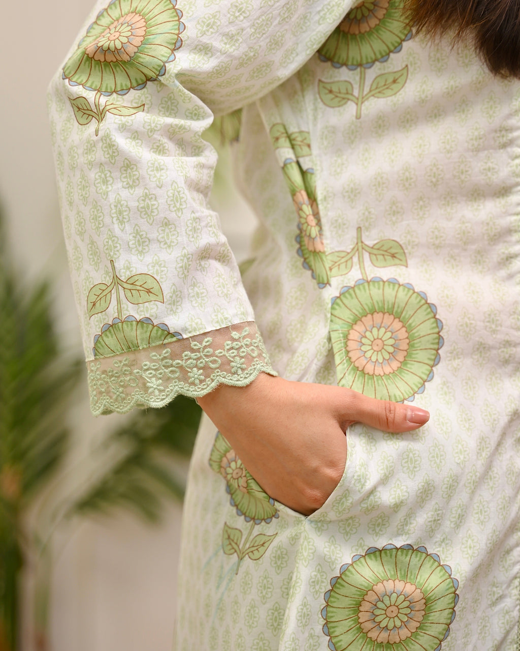 Mint Gulbahar A Line Cotton Kurta Set