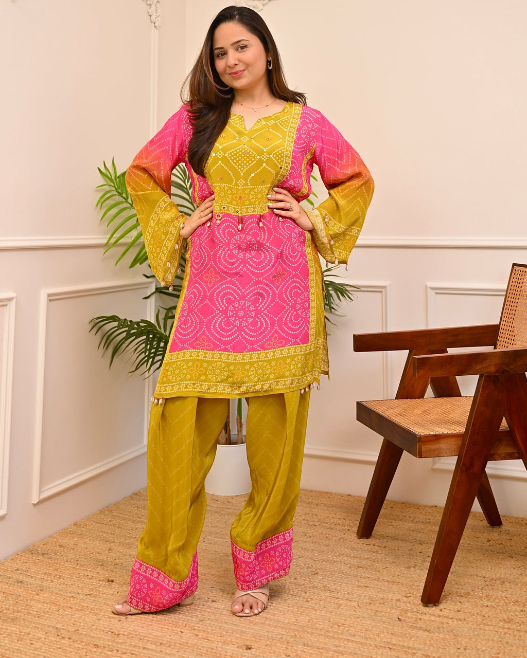 Gul Panna Bandhani Festive Crepe Co-ord