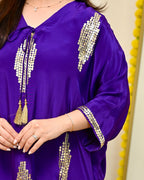 Zareen Purple Natural Crepe Handwork Festive Co-ord