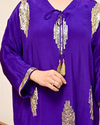 Zareen Purple Natural Crepe Handwork Festive Co-ord