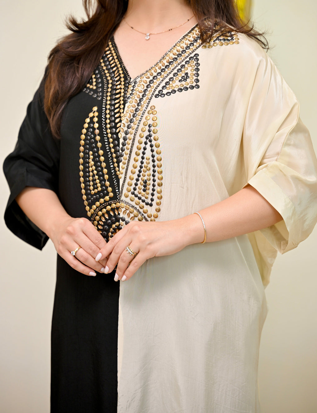 Black Ivory Natural Crepe Handwork Co-ord
