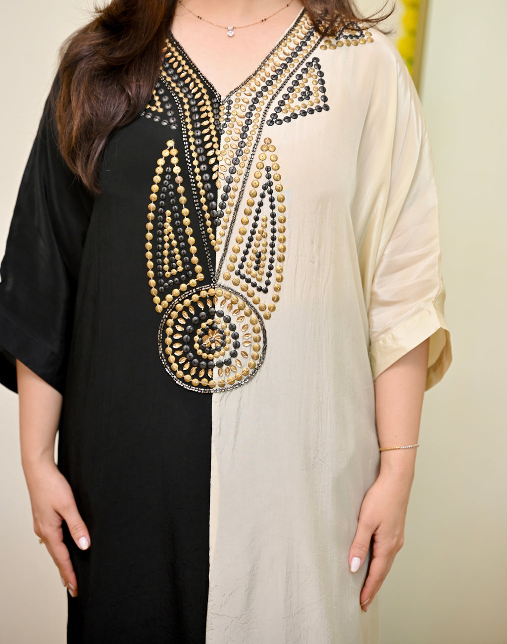 Black Ivory Natural Crepe Handwork Co-ord