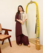 Mocha Ivory Natural Crepe Handwork Co-ord