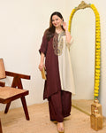 Mocha Ivory Natural Crepe Handwork Co-ord