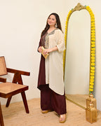 Mocha Ivory Natural Crepe Handwork Co-ord