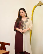 Mocha Ivory Natural Crepe Handwork Co-ord