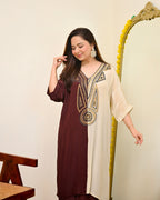 Mocha Ivory Natural Crepe Handwork Co-ord