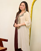 Mocha Ivory Natural Crepe Handwork Co-ord